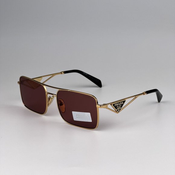 Prada PRA52S 5AK08S Sunglasses Gold Dark Violet Pilot PR A52S - Picture 1 of 12